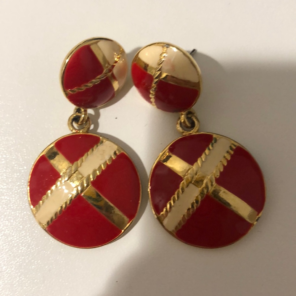 Vintage red and gold earrings